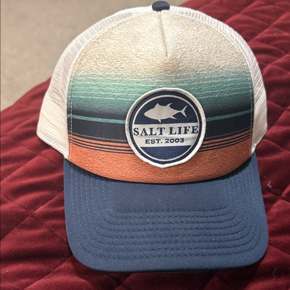 Salt Life Multicolor Trucker Hat with Blue Brim